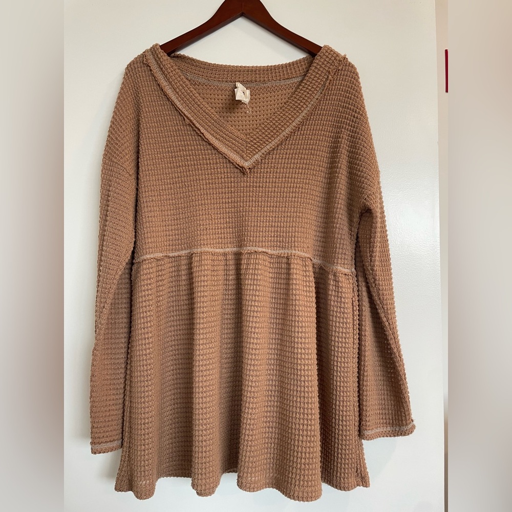 BiBi Textured Brown Knit Top